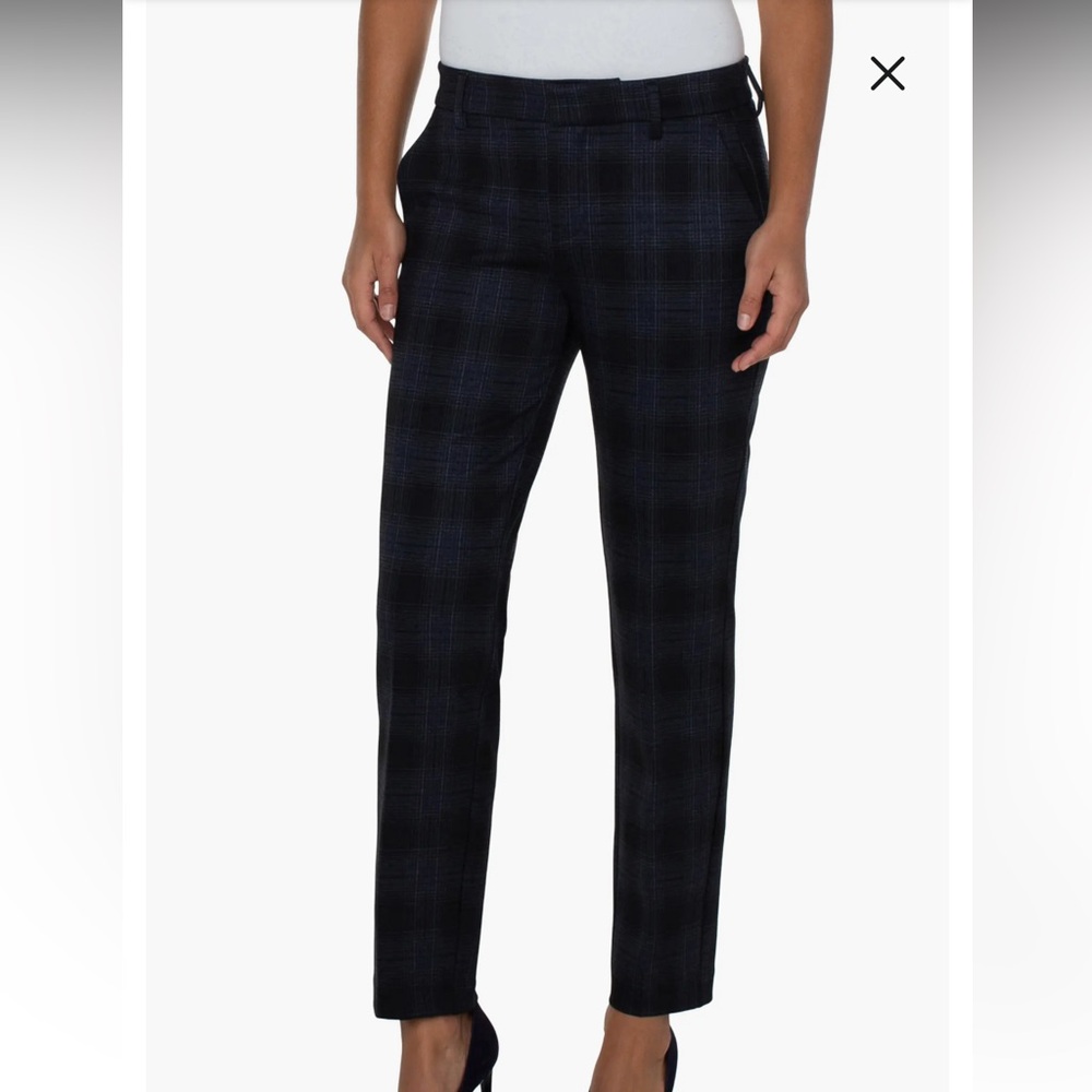 Liverpool Navy Plaid Ankle Pants